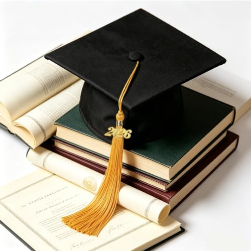 2026 Graduation Tassel with Gold Year Charm - Premium Rayon Cap Decoration