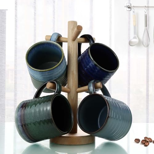 RELEDESA 18 Oz Starry Blue Large Ceramic Coffee Mug with Big Handle - Handmade Pottery Tea Cup, Microwave & Dishwasher Safe