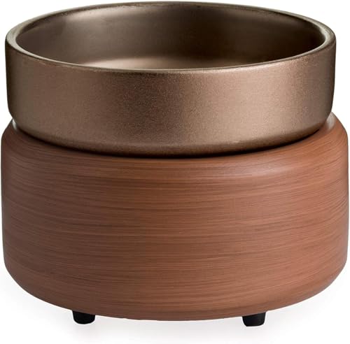 2-in-1 Candle and Wax Melt Warmer, Bronze and Walnut Finish