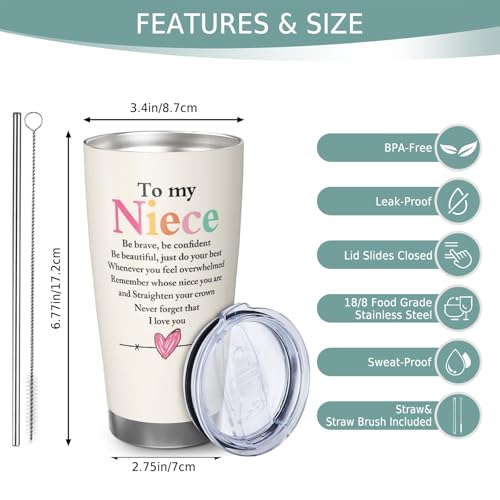 Niece Gifts from Auntie 20oz Tumbler, Birthday Gift for Nieces