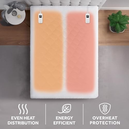 Electric Heated Mattress Pad - Water Resistant, Queen Size, 12 Heat Settings