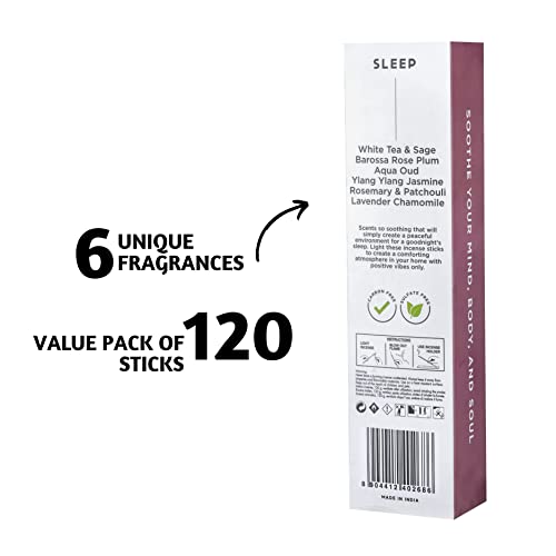 Natural Incense Sticks Variety Pack, 120 Count Hand-Rolled Aromatherapy