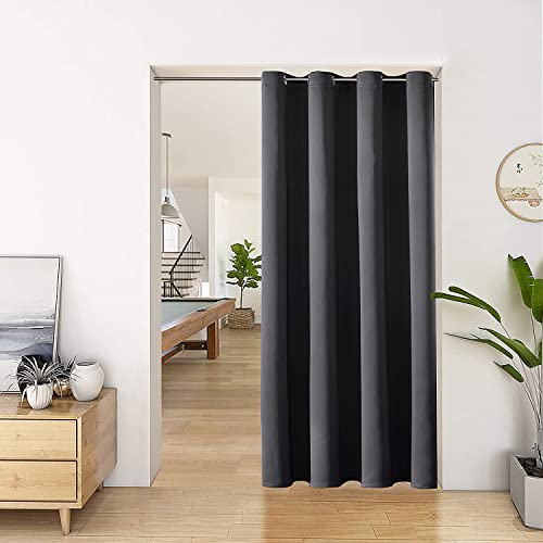 Blackout Doorway Curtain - Thermal Insulated Privacy Panel, 34" x 80", Dark Grey