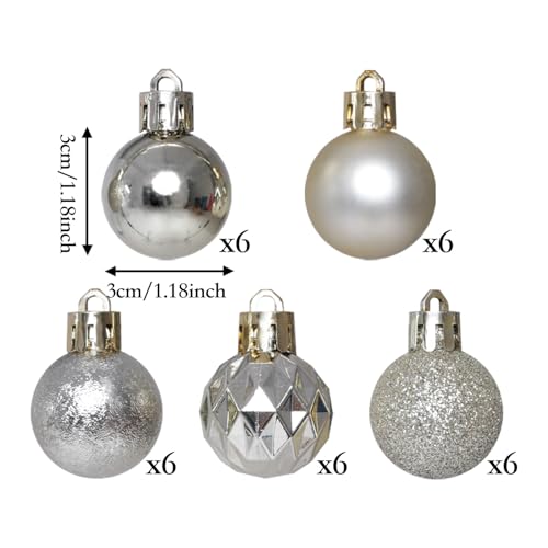 HipTree Champagne Gold Mini Baubles 30ct 1.18 Inch Xmas Halloween Tree Decor