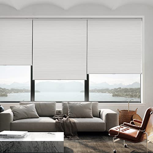 Cordless Cellular Shades 32" W x 64" H - White Blackout with Thermal Insulation & Noise Reduction