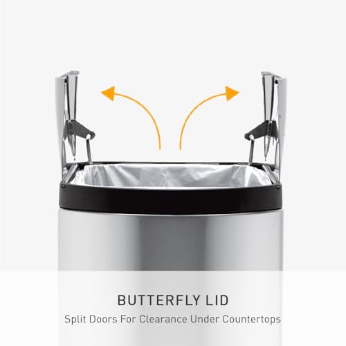 45 Liter Brushed Stainless Steel Butterfly Lid Kitchen Step Trash Can