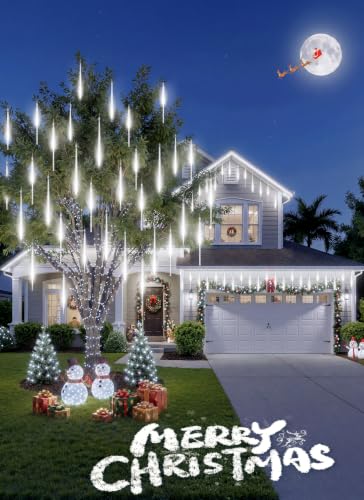 Brightown Outdoor Christmas Icicle Lights White 360 LED, 16 Inch, 10 Tubes