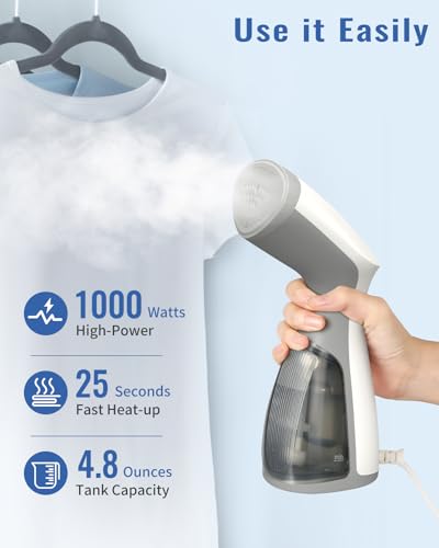 Portable Handheld Garment Steamer - 1000W Fast Heat-Up Wrinkle Remover