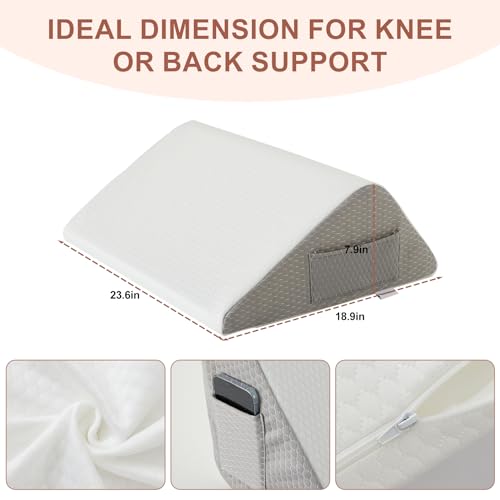 Knee Wedge Pillow for Back Sleeping - Memory Foam Leg Support