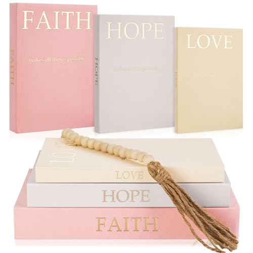 Set of 3 Linen Decorative Books with Beaded Tassel - Hidden Storage Boxes