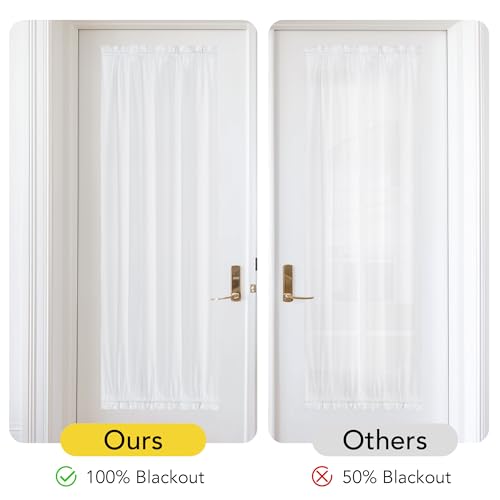 NICETOWN 100% Blackout White Door Blinds for Windows, Thermal Insulated Privacy Door Curtains and Drapes Shade for Sightseeing and Window Covering, W25 x L64 inch Long, 1 Panel