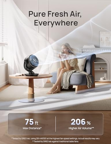 Oscillating Table Air Circulator Fan with Remote and 4 Speeds