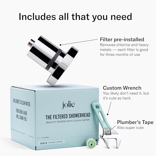 Filtered Showerhead for Hair and Skin Health, High Pressure Brushed Steel