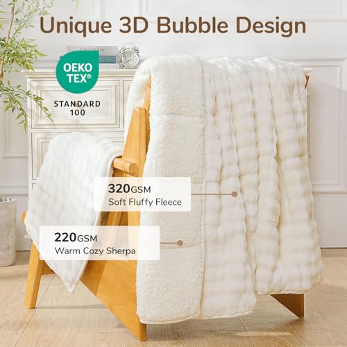 Weighted Blanket for Adults - 15lbs Queen Size, Soft Fleece & Sherpa