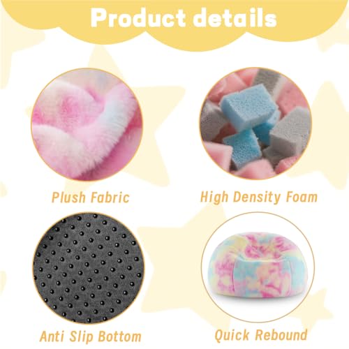 Rainbow Faux Rabbit Fur Memory Foam Bean Bag Chair for Kids