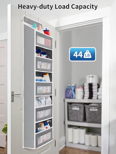 Over the Door Organizer Grey 5-Shelf Hanging Storage Pocket