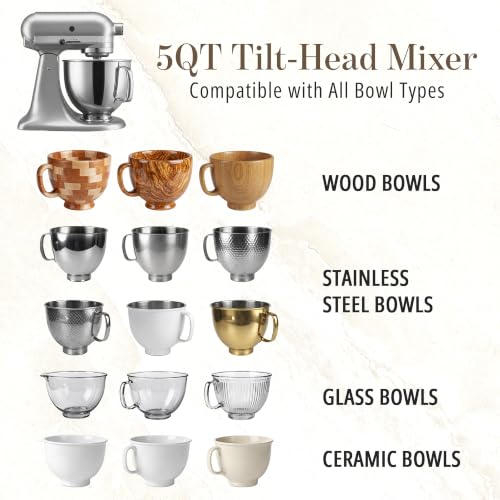 Silicone Bowl Liners for 5 Qt Tilt-Head Stand Mixers, 3-Piece Set with Lids