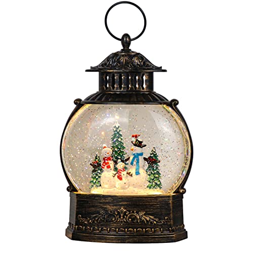 Eldnacele Snowman Lighted Snow Globe Lantern with Music & 6H Timer - Christmas Decor