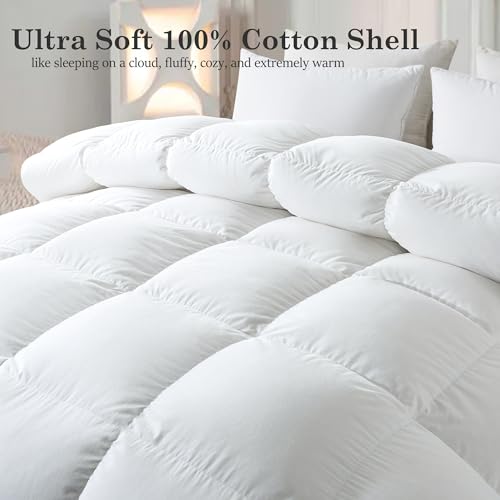 ELNIDO QUEEN Queen Feather Comforter - 100% Cotton All Season Duvet Insert