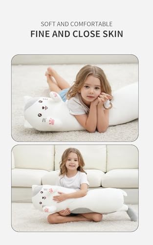 36-Inch Long Cat Plush Body Pillow - Soft Stuffed Animal Kitten Toy