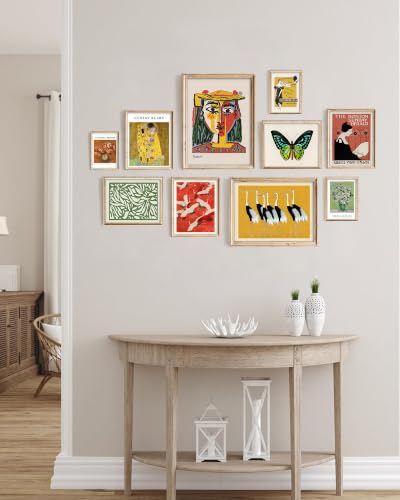 10-Piece Vintage Eclectic Gallery Wall Art Set, Unframed Canvas Prints