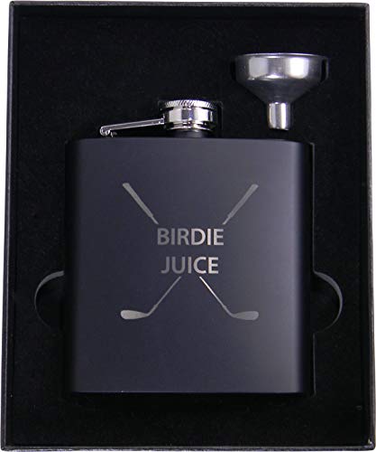 Black Golf Birdie Juice Flask with Funnel & Gift Box - Perfect Christmas & Birthday Gift