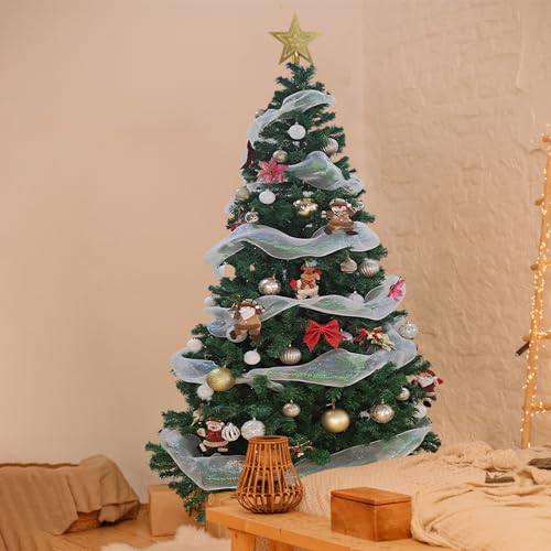 BDL 6FT Green Artificial Christmas Tree with 800 Tips, Hinged Design & Metal Stand
