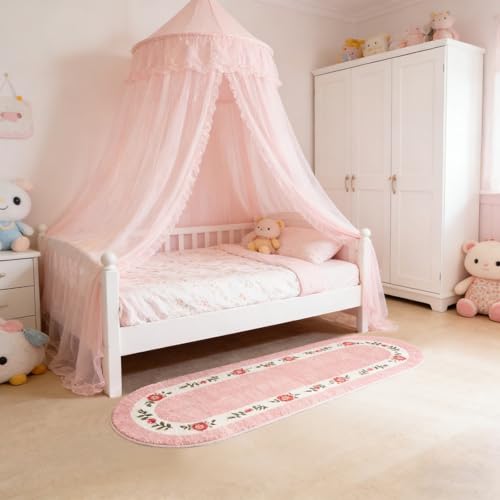 5-Piece Floral Bathroom Rug Set, Soft Absorbent Non-Slip Rose Bath Mats