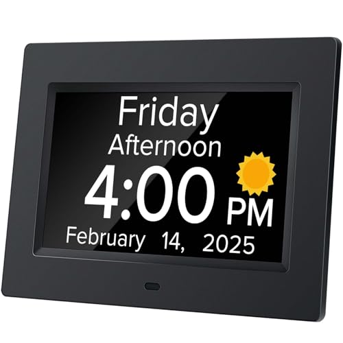 7-Inch Digital Day Clock for Elderly with Voice Announcement and Alarms