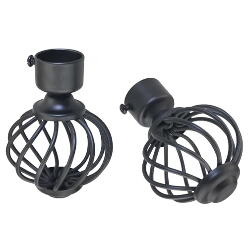 2pcs Black Metal Curtain Rod End Plugs for 28mm Rods