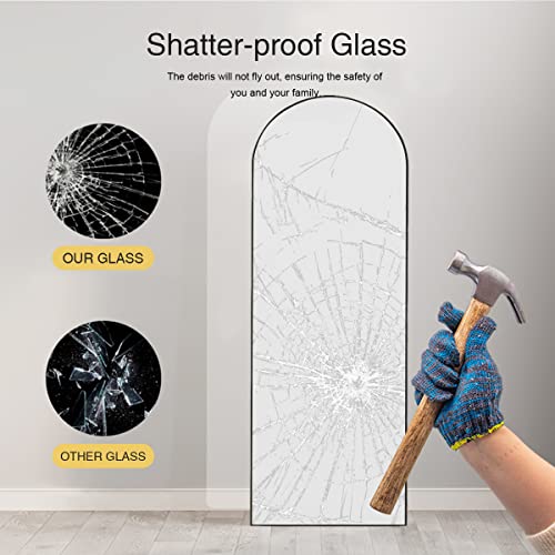 Arched Full Length Floor Mirror with Stand, Gold Aluminum Frame