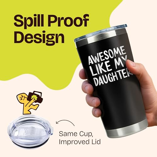 KLUBI Awesome Like My Daughter 20oz Black Travel Tumbler - Laser Engraved Dad Gift