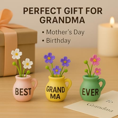 Mini Fridge Magnets with Artificial Vases - Christmas Gift for Grandma