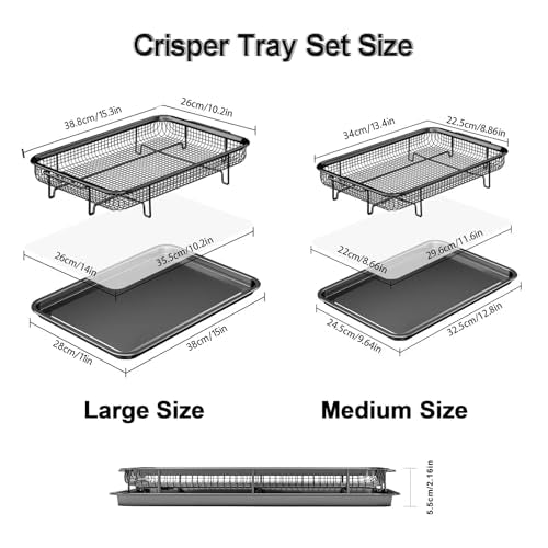 2-Piece Stainless Steel Air Fryer Basket and Tray Set for Oven with Papers