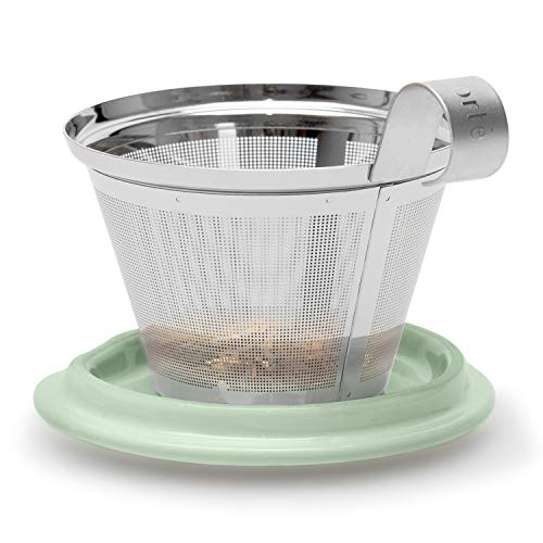 Tea Forte Double-Walled Ceramic Kati Tea Cup with Stainless Steel Infuser, 12 oz