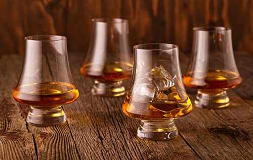 LUXBE Set of 4 Crystal Bourbon Whisky Glasses - Narrow Rim Tasting Glass 9oz