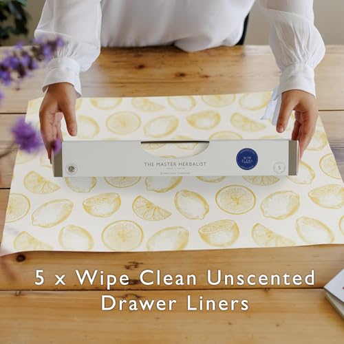 Yellow Lemon Drawer Liners - 5 Pack Wipe Clean Shelf Liner Paper