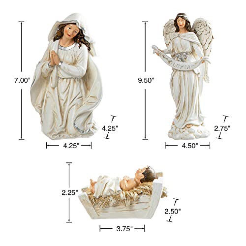 12-Piece Ivory Resin Nativity Figurines Set for Christmas Tabletop Decor
