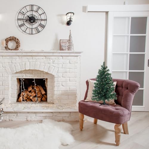 3ft Pre-Lit Artificial Christmas Pine Tree with Warm LED Lights & Stand