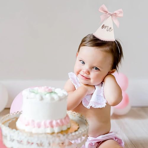 Glitter Birthday Party Hat with Bow for 1/2, 1st, or 2nd Birthday