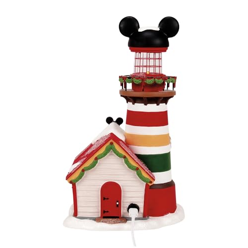 Light-Up Christmas Village Lighthouse Figurine - Hand-Painted Tabletop Decor