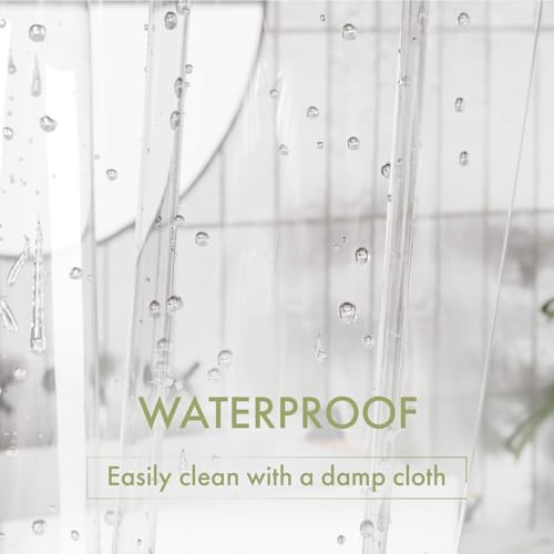 AmazerBath Clear Shower Curtain Liner 72x72 Waterproof PEVA with Magnets