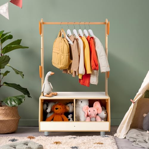 Kids Dress Up Rack Tree-Shaped Costume Organizer with Storage Compartments
