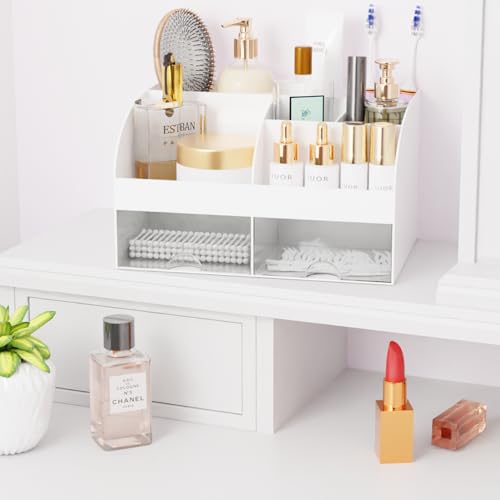 COMFYROOM White 1-Pack Makeup Organizer with Drawers & Compartments for Vanity