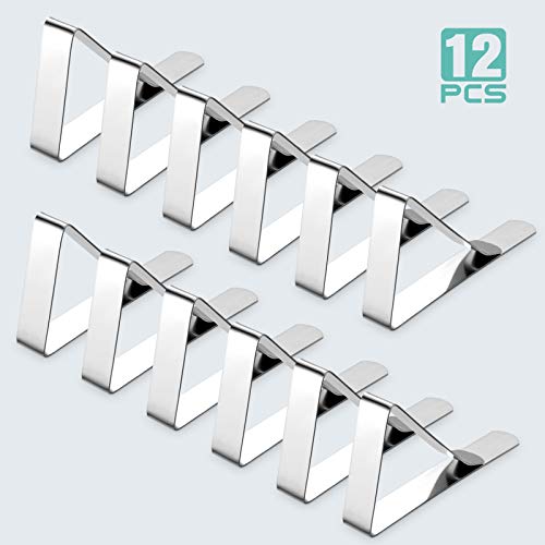 Stainless Steel Tablecloth Clips (12 Pack) - Heavy Duty Picnic Table Clamps