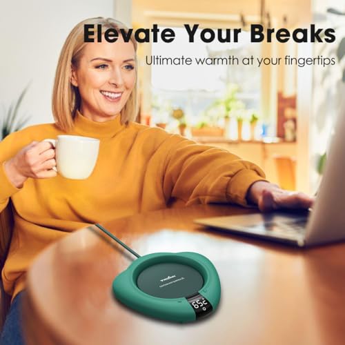 TRILINK Green Coffee Mug Warmer for Desk - Auto Shut Off, Adjustable Temperature
