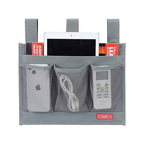 Hanging Bedside Caddy Storage Organizer with 4 Pockets - Grey