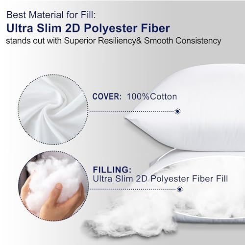 HITO 18x18 Pillow Inserts (Set of 2) - Down Alternative Square Throw Pillows