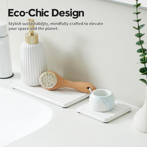 3-Pack Diatomite Stone Sink Organizer Trays - Fast-Absorbing Counter Mat