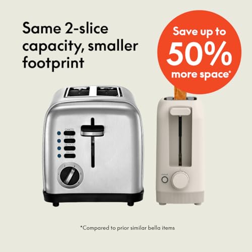 bella Fits-Anywhere™ 2-Slice Slim Toaster, Long Slot & Extra Wide,